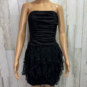 Cache‎ Vintage Black Strapless Ruched Cocktail Dress
